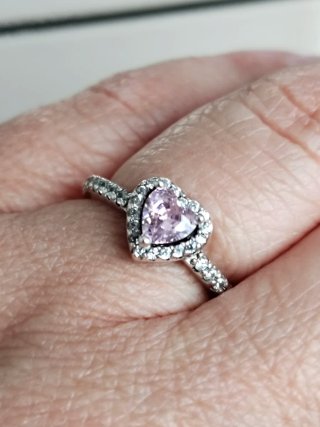 Anillo Pandora Corazón Rosa Plata talla 54