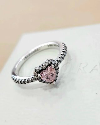 Anillo Pandora Corazón Rosa Plata talla 54