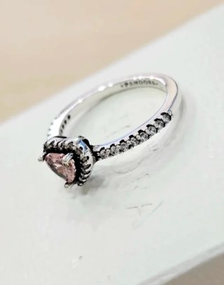 Anillo Pandora Corazón Rosa Plata talla 54