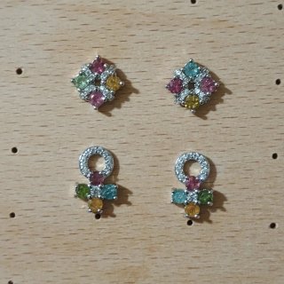 Pendientes Turmalina Natural Multicolor
