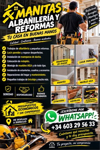 MANITAS, ALBAÑILERÍA Y REFORMAS A BUEN PRECIO!