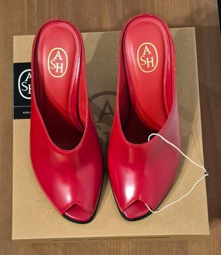 Sandali mules con tacco, pelle, rosso, ASH, N.37