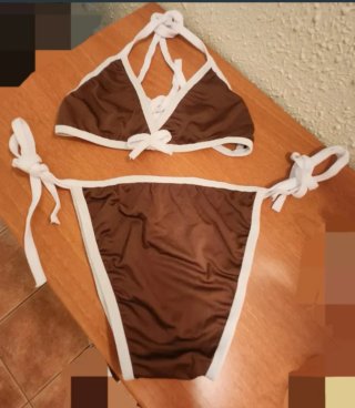 Bikini 2 Piezas Marrón y Blanco T.M
