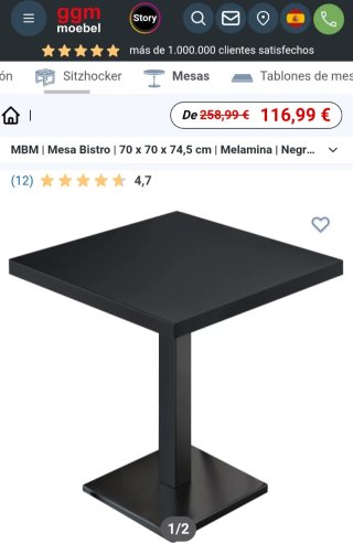 MESA NEGRA 70x70x75 CM PERFECTO ESTADO NO SE ENVÍA