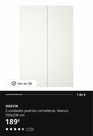 Puertas correderas HASVIK blancas 150x236 cm