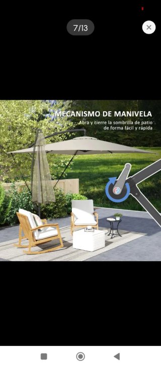 Sombrilla de jardín beige y negra