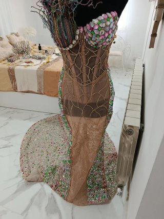 Vestido boda gitana beige talla única