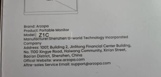Monitor Arzopa Z1C 16.1 LED IPS FullHD
