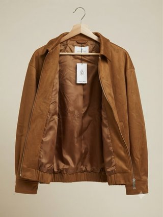 Chaqueta efecto ante marrón Stradivarius talla S