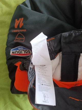 Pantalón anticorte Solidur T. S verde y naranja