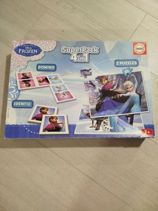 Pack 4 en 1 Frozen: Puzzles, Memoria y Domino
