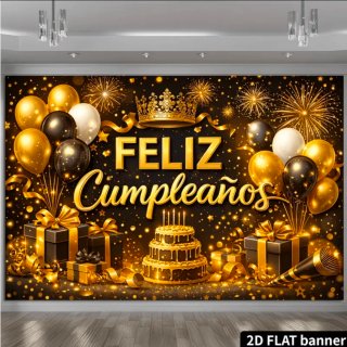 Banner Feliz Cumpleaños Dorado 75x100cm