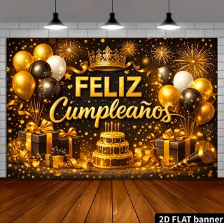 Banner Feliz Cumpleaños Dorado 75x100cm