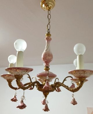 Lámpara Romántica Shabby Chic Latón y Porcelana
