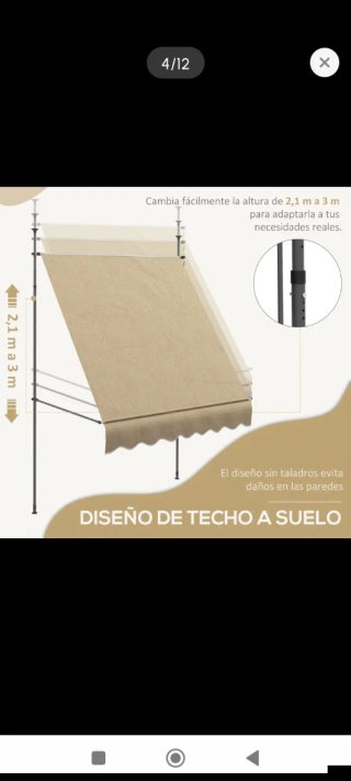 Toldo retráctil ajustable beige