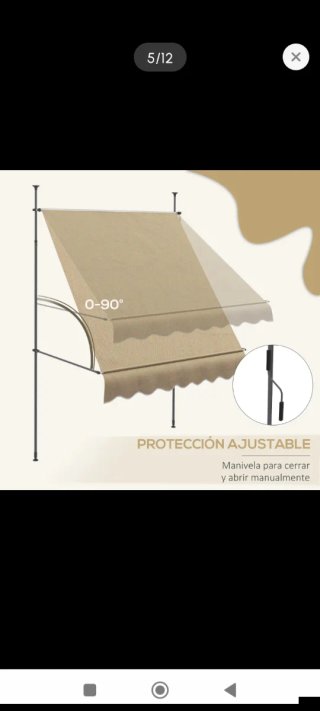 Toldo retráctil ajustable beige