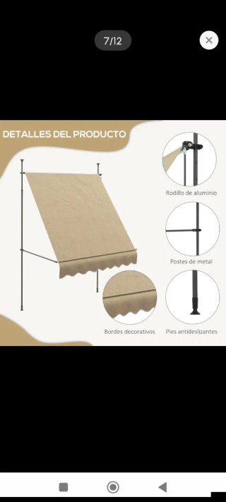 Toldo retráctil ajustable beige