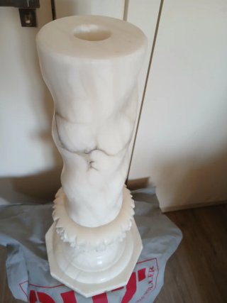 Columna pedestal alabastro tallado antigua