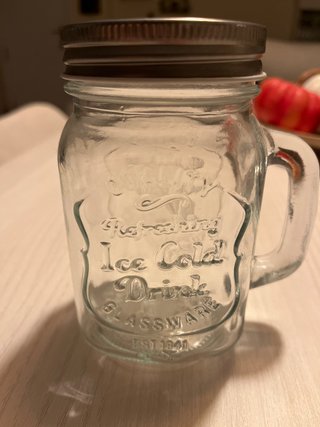 Vaso de cristal con asa y tap para batido