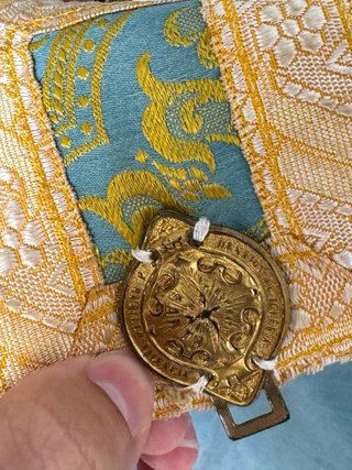 Capa litúrgica sacerdote verde brocado