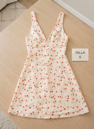 Vestido corto estampado cerezas Talla S
