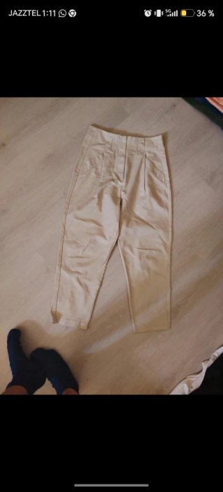 Pantalón ancho beige mujer talla M