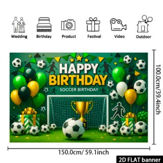 Banner Feliz Cumpleaños Fútbol 100cm x 150cm
