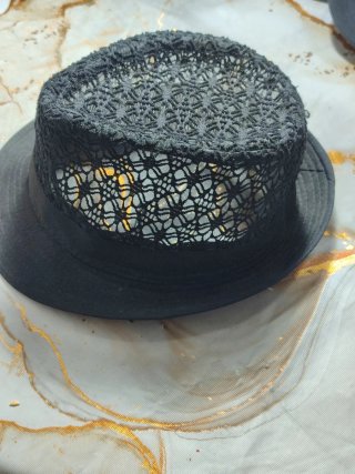 Cappello donna nero con pizzo cm.56