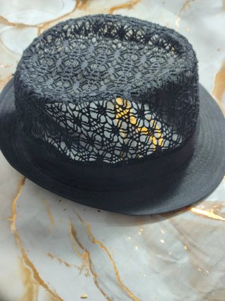 Cappello donna nero con pizzo cm.56