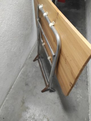 Mesa plegable madera y metal 110x60 X74 alto