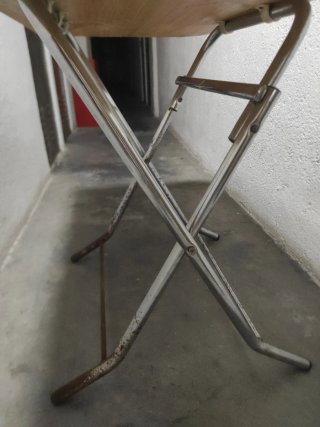 Mesa plegable madera y metal 110x60 X74 alto
