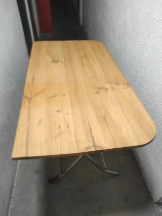 Mesa plegable madera y metal 110x60 X74 alto