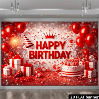 Banner Feliz Cumpleaños Rojo 100x75cm