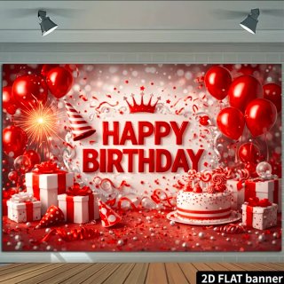 Banner Feliz Cumpleaños Rojo 100x75cm
