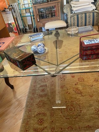 Mesa de centro vintage años 90 | Cristal biselado