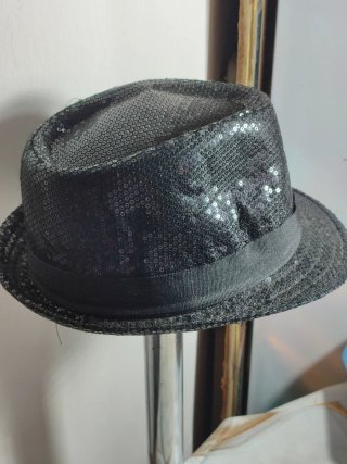 Cappello paillettes nere unisex cm. 56