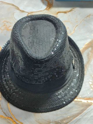 Cappello paillettes nere unisex cm. 56
