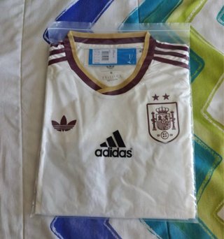 Camiseta Adidas España Talla M Oro Blanco