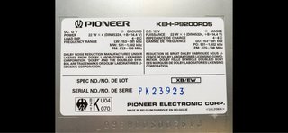 Pioneer KEH-P9200RDS Radio Coche