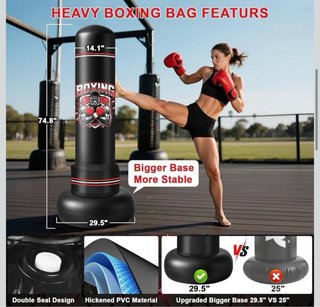 NUEVO Saco de boxeo inflable 190cm + guantes