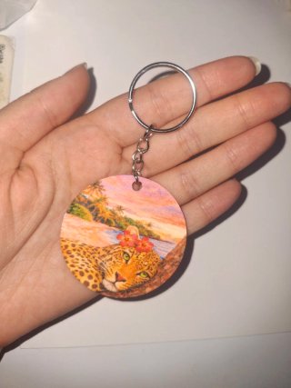 Portachiavi estivo con leopardo e fiori