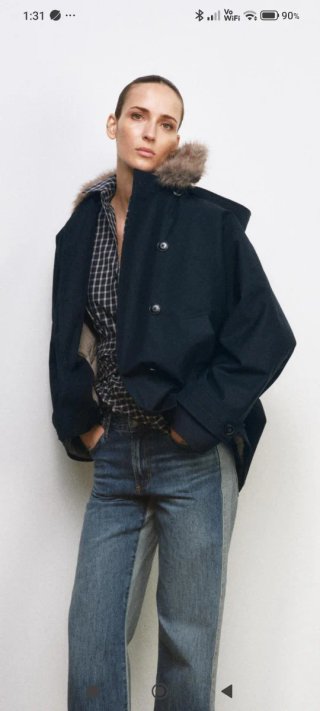 Trench Zara cuello pelo ZW Colección