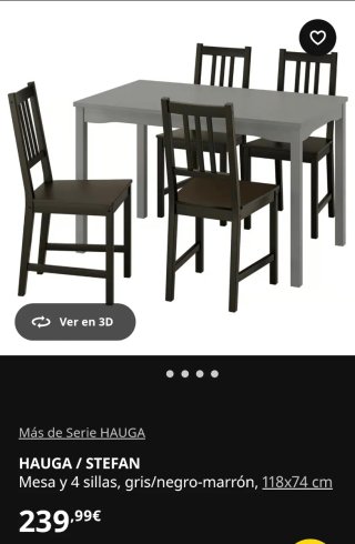 Mesa de comedor Stefan Ikea negra con 6 sillas,