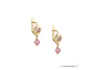 pendientes oro 18k con piedra con circonita