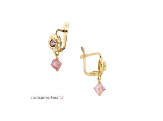 pendientes oro 18k con piedra con circonita