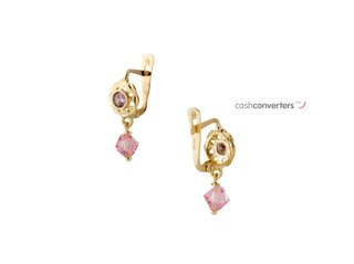 pendientes oro 18k con piedra con circonita
