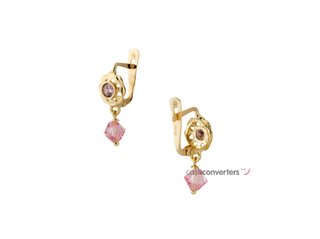pendientes oro 18k con piedra con circonita