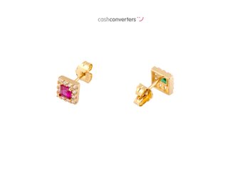 pendientes oro 18k con piedra con circonita
