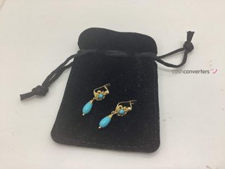 pendientes oro 18k con piedra con turquesa