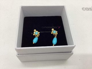 pendientes oro 18k con piedra con turquesa